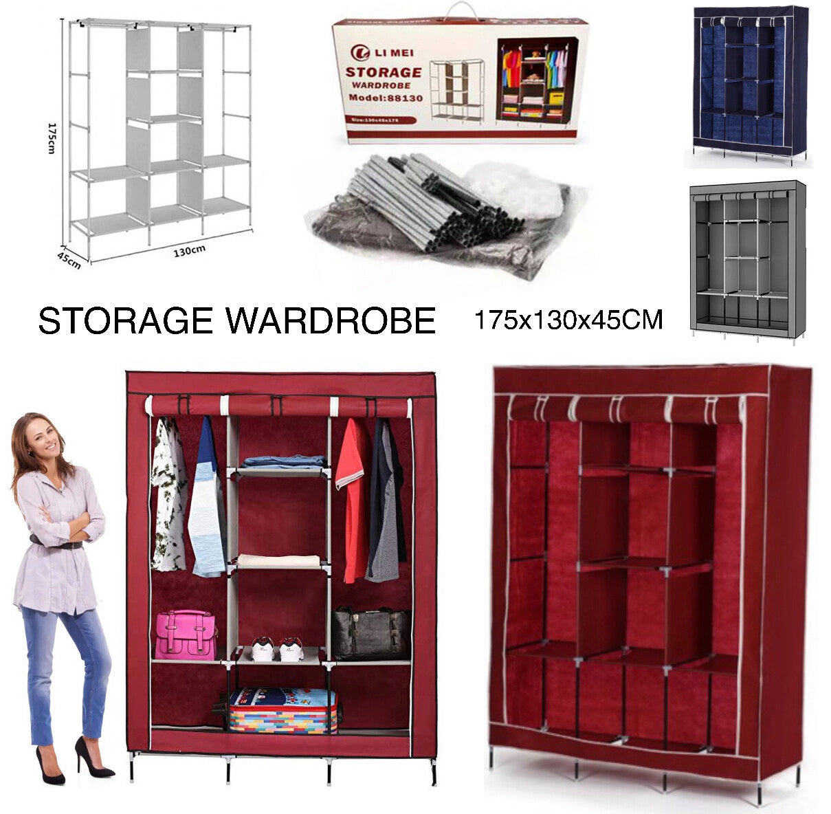 Closet organizer in compact folded state ready for storage