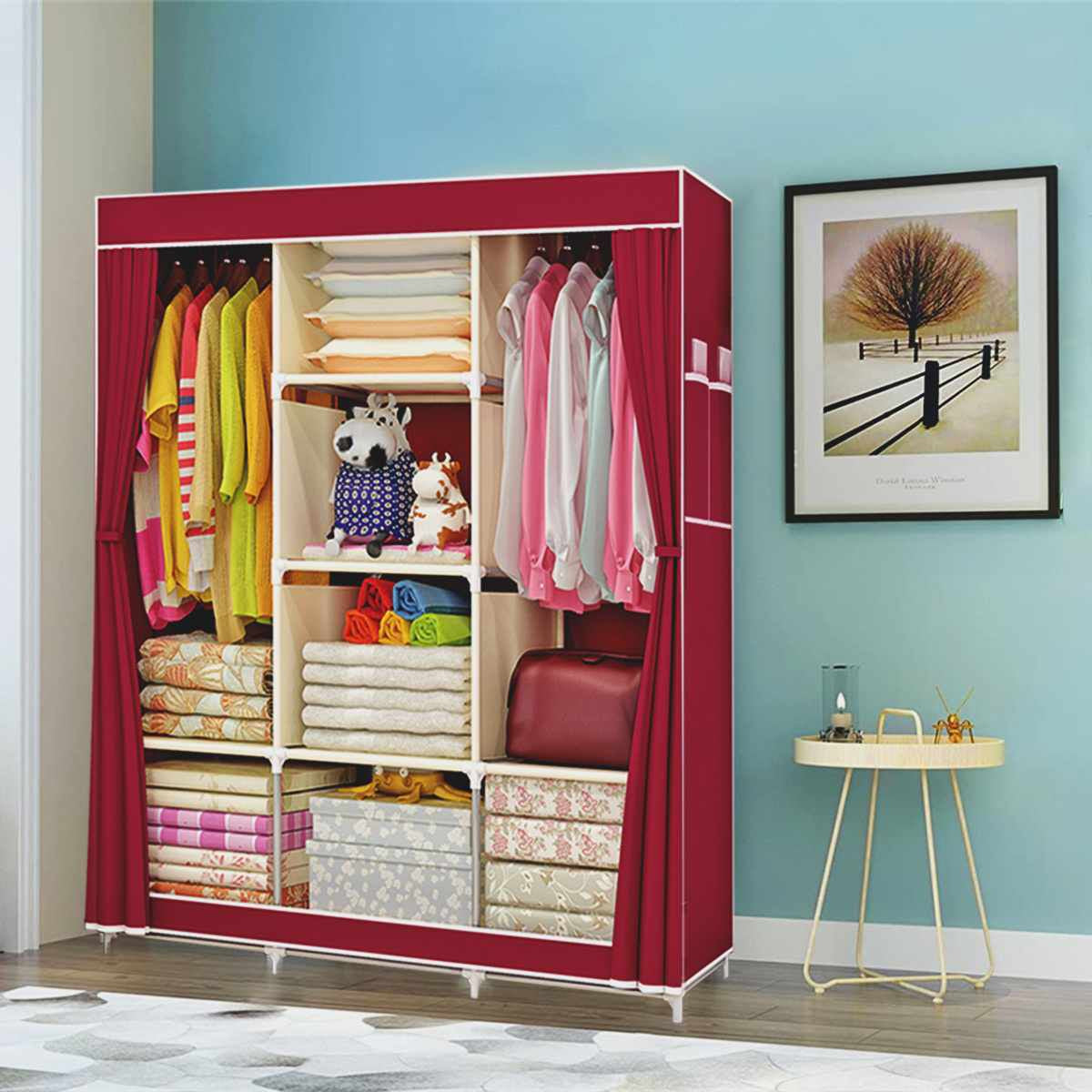 Durable multipurpose portable wardrobe for clothes and linens