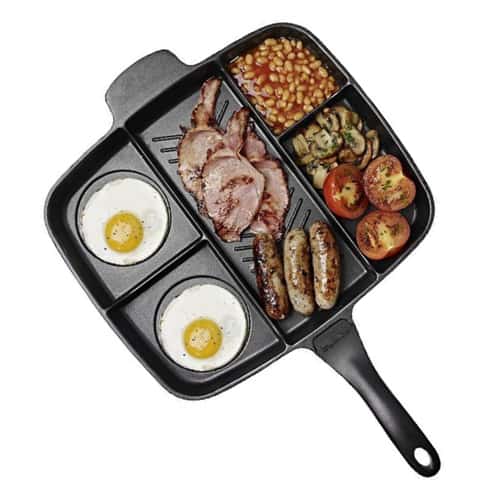 5-in-1 Non-Stick Breakfast Frying Pan — Divided Grill Skillet for Eggs, Steak & More