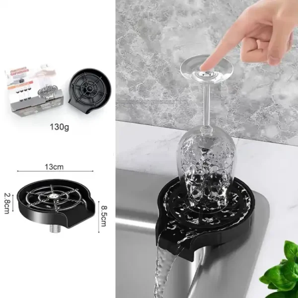 Glass Washer for Kitchen Sink — Fast Bottle & Cup Rinser, Stainless Steel Attachment