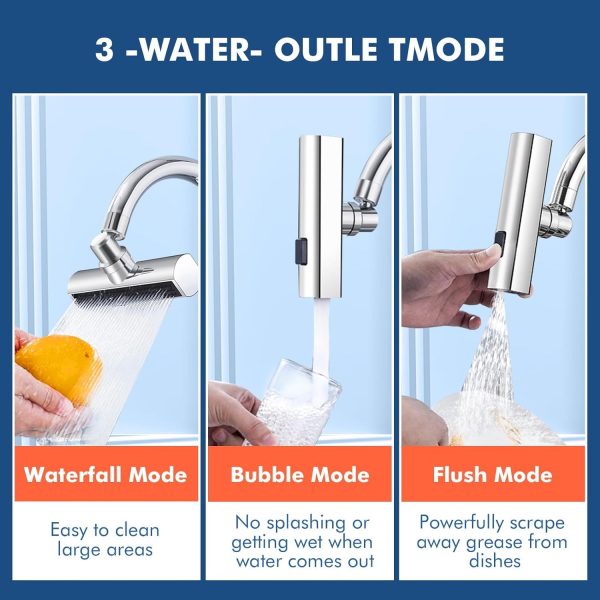 4-Mode Kitchen Sink Faucet Extender — 360° Rotating, Splash-Proof & Water-Saving Attachment