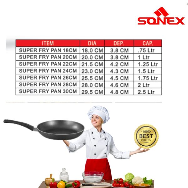 Sonex Premium Non-Stick Frying Pan – Multiple Sizes (18cm–30cm) | Easy-Clean, Durable, Even Heating Fry Pan for Everyday Cooking