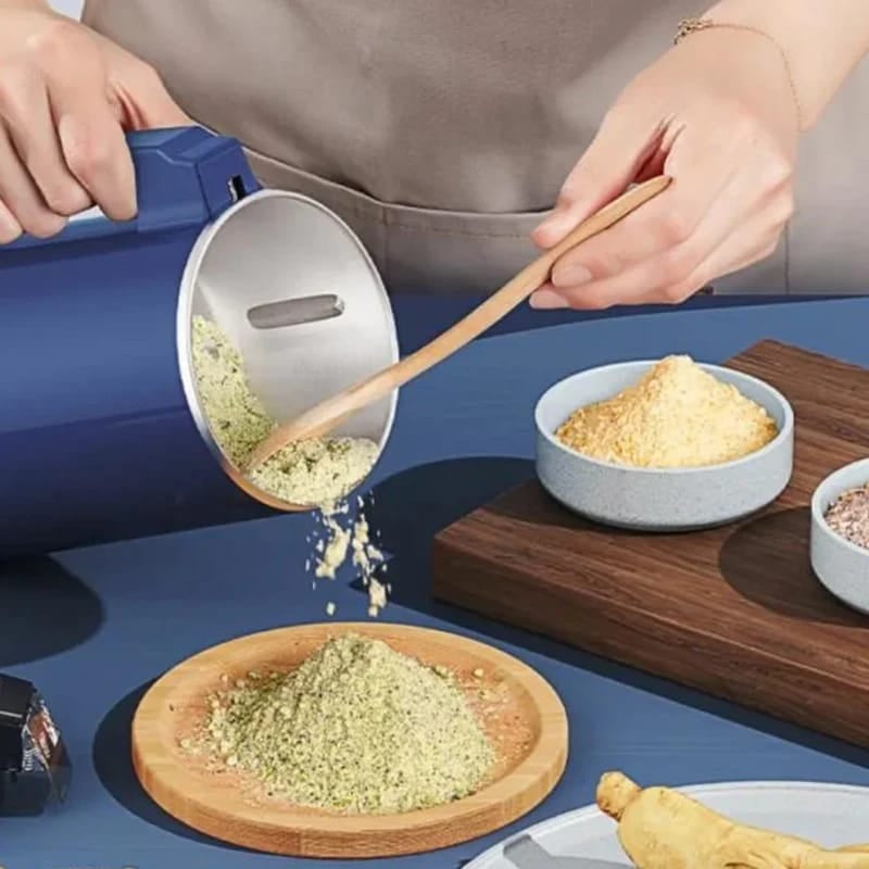 Close-up of 8 sharp blades in 500ml grinder bowl