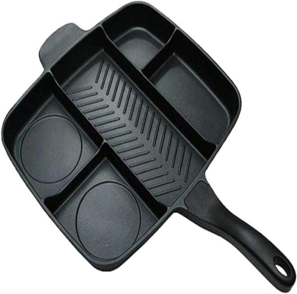 5-in-1 Non-Stick Breakfast Frying Pan — Divided Grill Skillet for Eggs, Steak & More