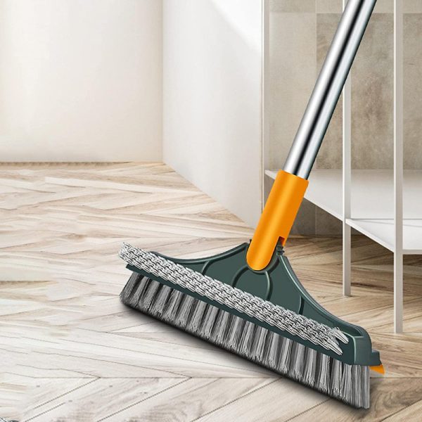 3-in-1 Rotating Floor Cleaning Brush – 180° Adjustable Head with Long Handle & Squeegee