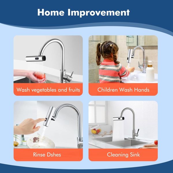 4-Mode Kitchen Sink Faucet Extender — 360° Rotating, Splash-Proof & Water-Saving Attachment