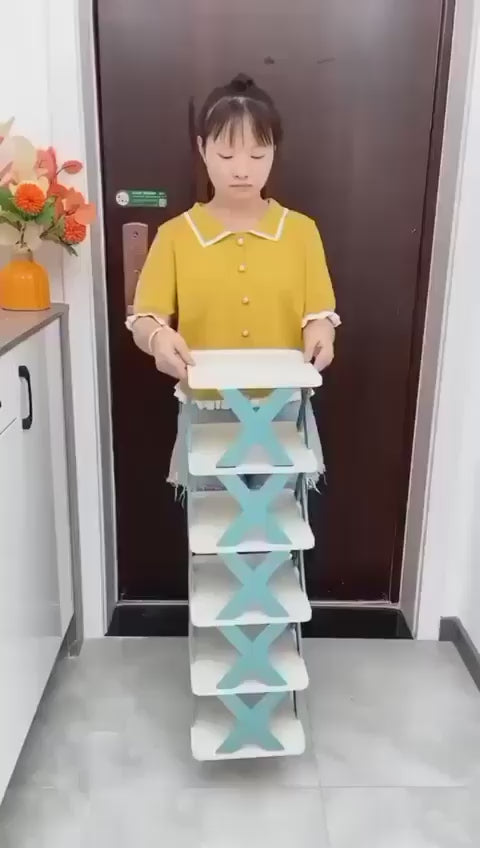 Assembly and usage demonstration of stackable multi-layer shoe & storage rack in random color for home organization